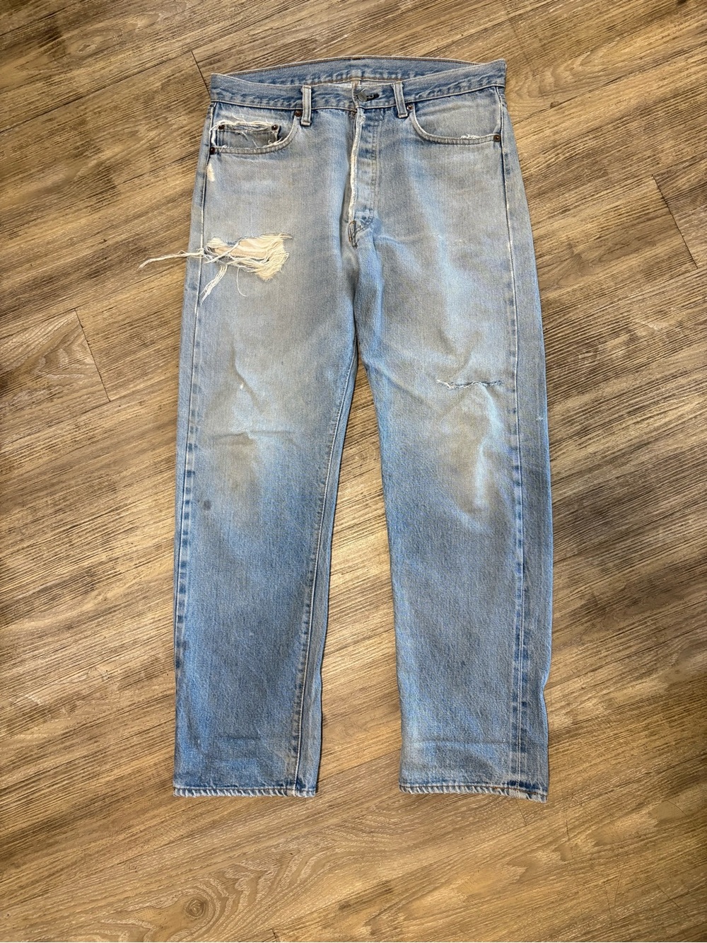 Vintage 70s 80s Levis 501 Selvedge Redline Jeans USA 6 Stamp Button Fly 35x33